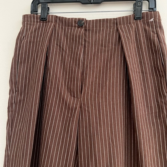 Free People Chocolate Striped Tyler Menswear tailored wide leg Trousers - Picture 10 of 15